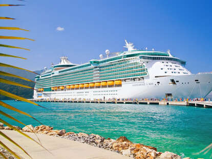 Royal Caribbean cruise ship Independence of the Seas docked at the private port of Labadee 