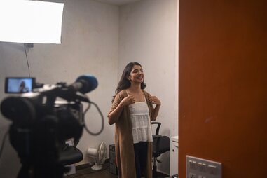 woman auditioning for a bollywood film