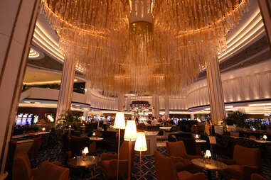 chandelier and interior of casino