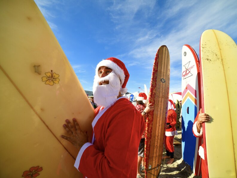 surfing santa