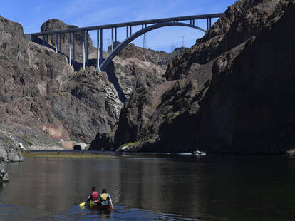 Colorado River below the Hoover Dam and Mike O'Callaghan–Pat Tillman Memorial Bridge 