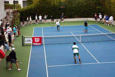 tennis group class at LVBL Club in LA