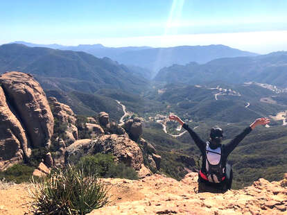 hiking to the summit in the santa monica mountains