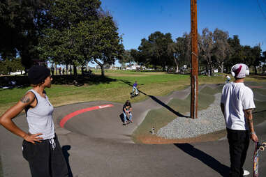 skater on the inglewood pumptrack