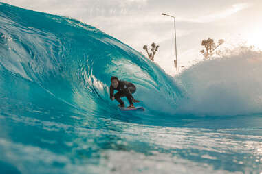 a surfer inside an artificial wave