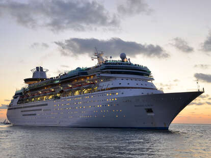 Majesty of the Seas docked at sunset in Key West, Florida, USA.