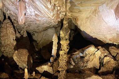 stalactites in a cave in mulu national park