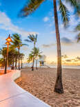 Ft. Lauderdale Beach, Florida, at Las Olas Blvd at sunset.