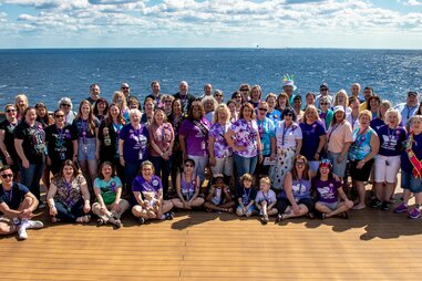 leap day babies gathering on cruise deck