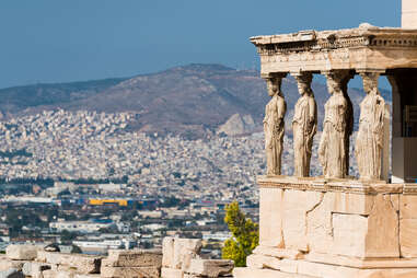 porch of the caryatids in acropolis of athens 