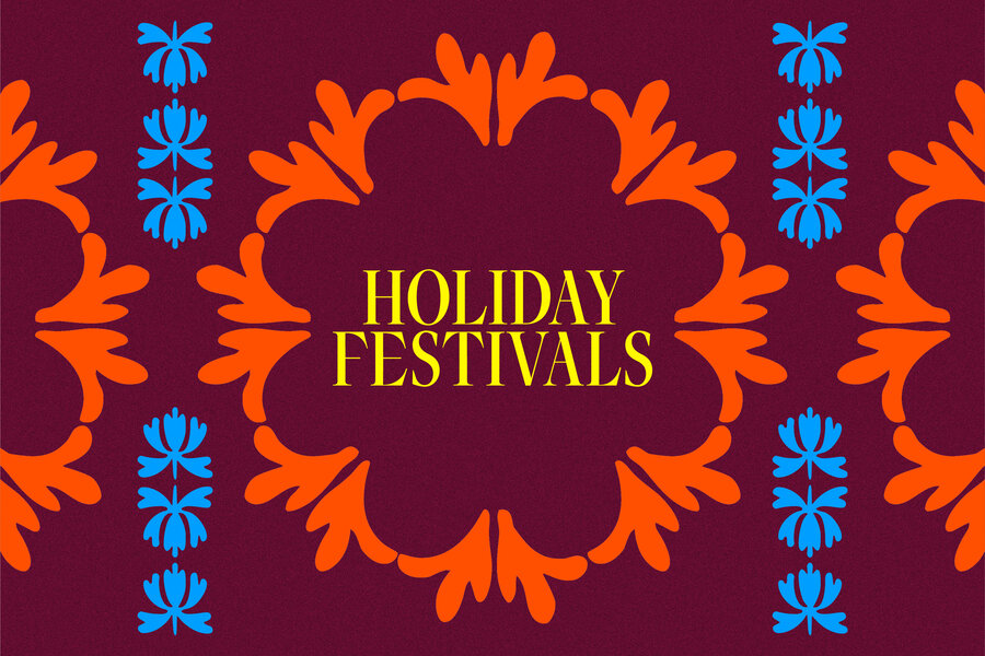 A vibrant and festive scene depicting a holiday festival with colorful lights and decorations.