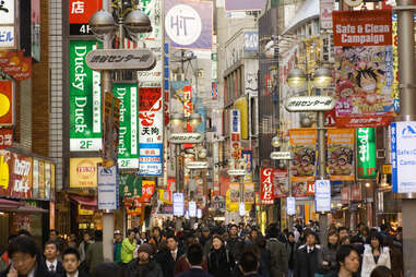 busy shopping street of shibuya, tokyo