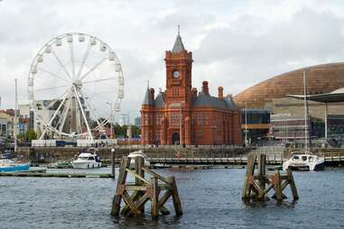 view of bay overlooking pierhead pass in cardiff, wales