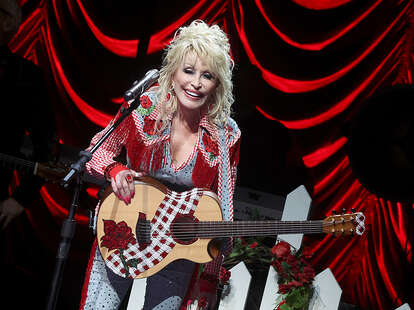 Dolly Parton performs on stage