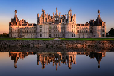 Sunset at Chambord Castle in France.