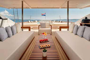 Ohana superyacht deck looking out at the sea
