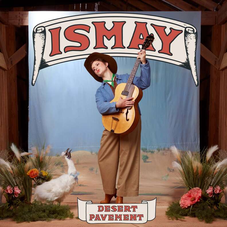 a performer with a guitar on an album cover