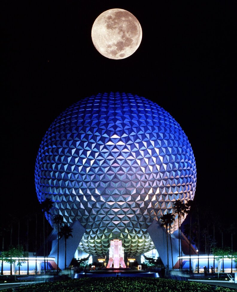 Epcot with full moon
