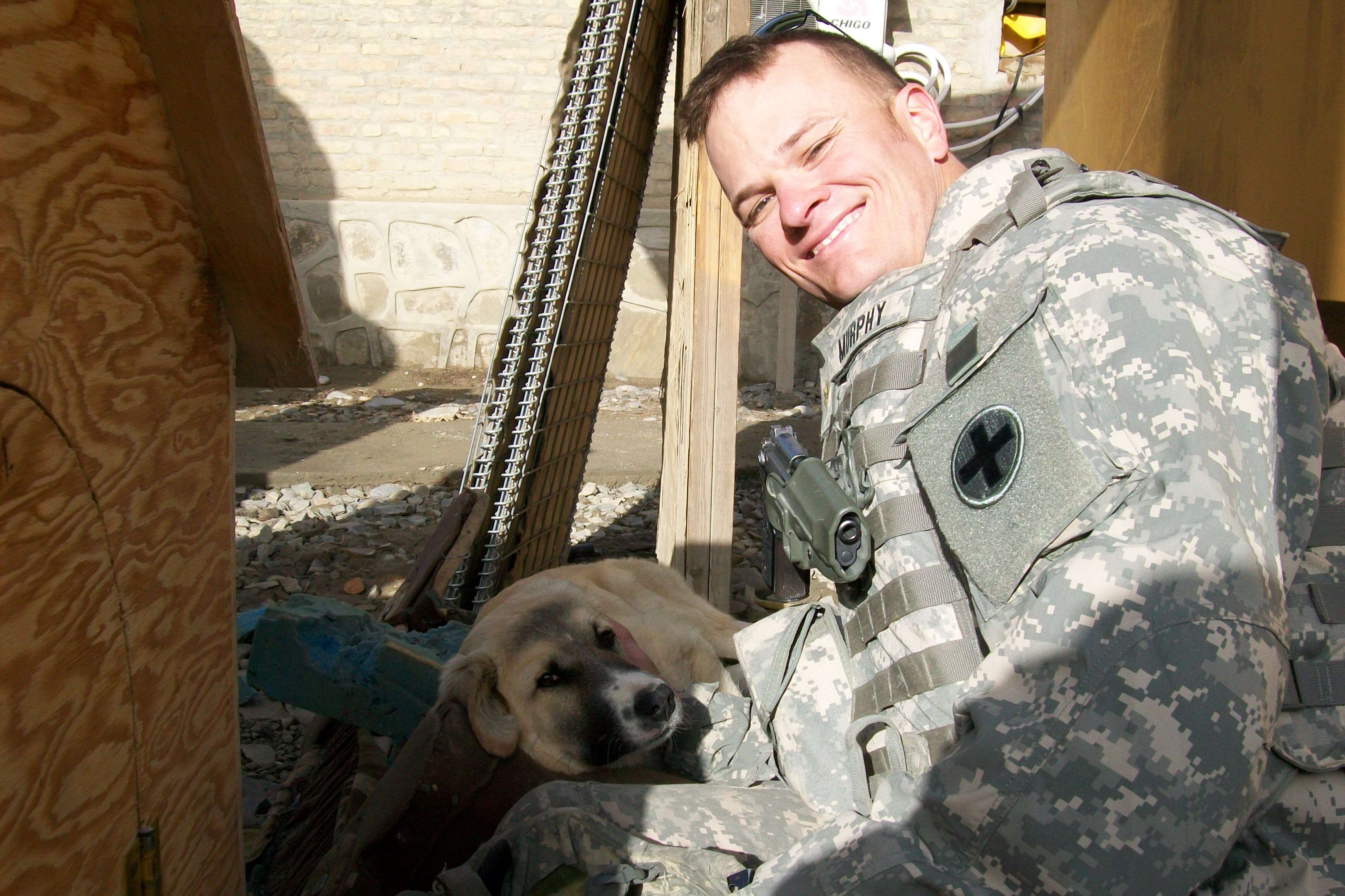 puppy and soldier