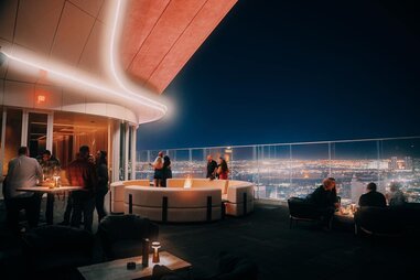 A skyline view from the rooftop bar and club at Circa