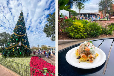 Christmas tree and meal at Disney World
