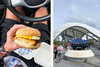 Latke breakfast sandwich and Tron ride