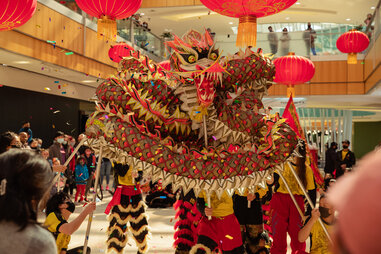 lion dance performance at galleria dallas