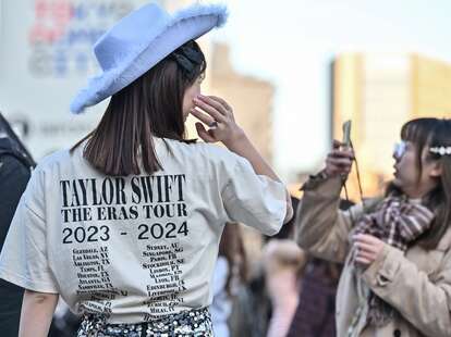 Fans of US singer Taylor Swift, also known as Swifties, gather outside the Tokyo Dome shortly before the start of the first leg of her Asia-Pacific "Eras Tour" in Tokyo on February 7, 2024.