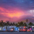 Beachfront buildings under sunset sky in Florida