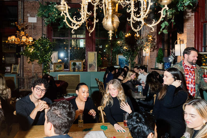 Single New Yorkers gather for an Ambyr Club game night at Maxwell Social