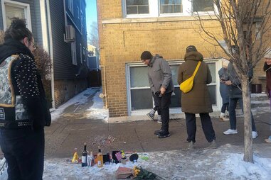 People look at rat hole shrine