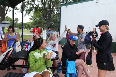 tennis players at an all love racquet club event in la