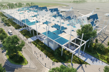 A rendering of the future finished Amalfi airport.