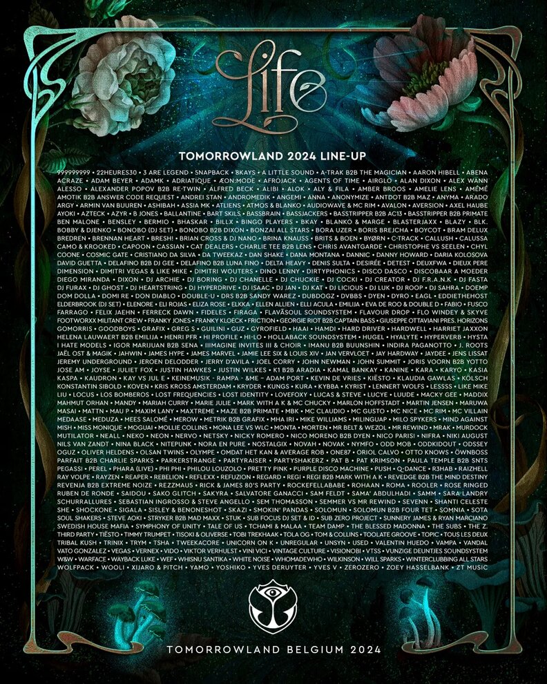 tomorrowland 2024 music festival lineup belgium