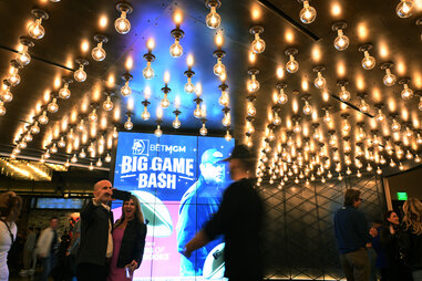 BetMGM Big Game Bash LED screens are displayed during the Luke Combs performance at The Chelsea at The Cosmopolitan of Las Vegas on February 10, 2024 in Las Vegas, Nevada