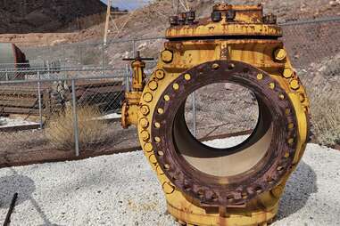 Machinery on display on the The Historic Railroad Tunnel Trail in Boulder City, Nevada.