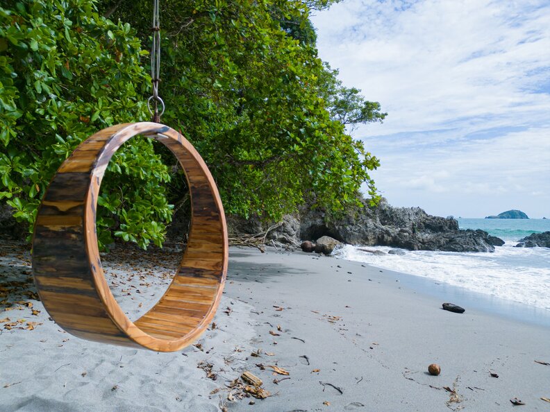 Iconic Swing at luxury beachfront hotel Arenas del Mar in costa rica