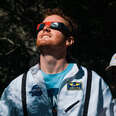 A spectator wears eye protection to view the eclipse in Texas 