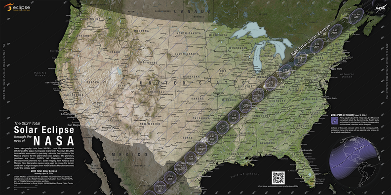 total solar eclipse path of totality map nasa 2024