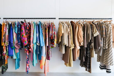 vintage clothing on a rack at row dtla in the arts district of la