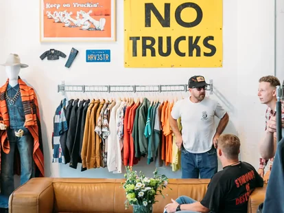 people hanging out at a vintage store at row dtla in the arts district