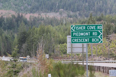 bus on highway to bainbridge island, fisher cove road, piedmont road, or crescent beach