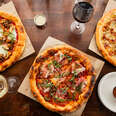 pizzas and wine for pi day at north italia in LA