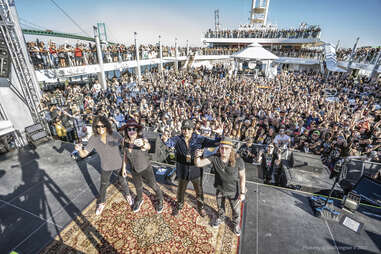rock stars on kiss band cruise from above crowd shot
