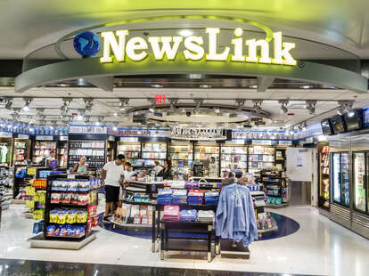 Miami, Florida, Miami International Airport MIA terminal, concourse area, NewsLink store, magazine, newspaper seller sundries.