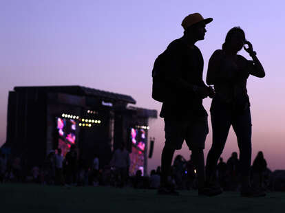 Concertgoers are seen during day 1 of Lollapalooza 2024 at Parque Cerrillos on March 15, 2024 in Santiago, Chile.