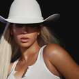 A photo of Beyoncé for her new album, Cowboy Carter, featuring the singer in a cowboy hat.