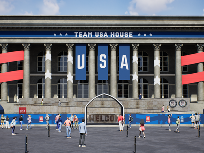 A rendering of Team USA House at the 2024 Summer Olympics in Paris, France.