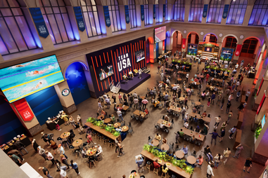 A rendering of the 2024 Team USA House at the 2024 Summer Olympics and Paralympics in Paris, France.