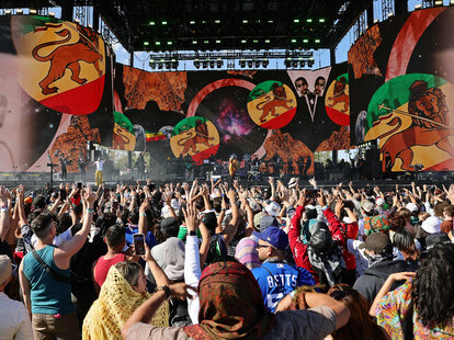 YG Marley and Lauryn Hill perform at Coachella Stage during the 2024 Coachella Valley Music and Arts Festival at Empire Polo Club